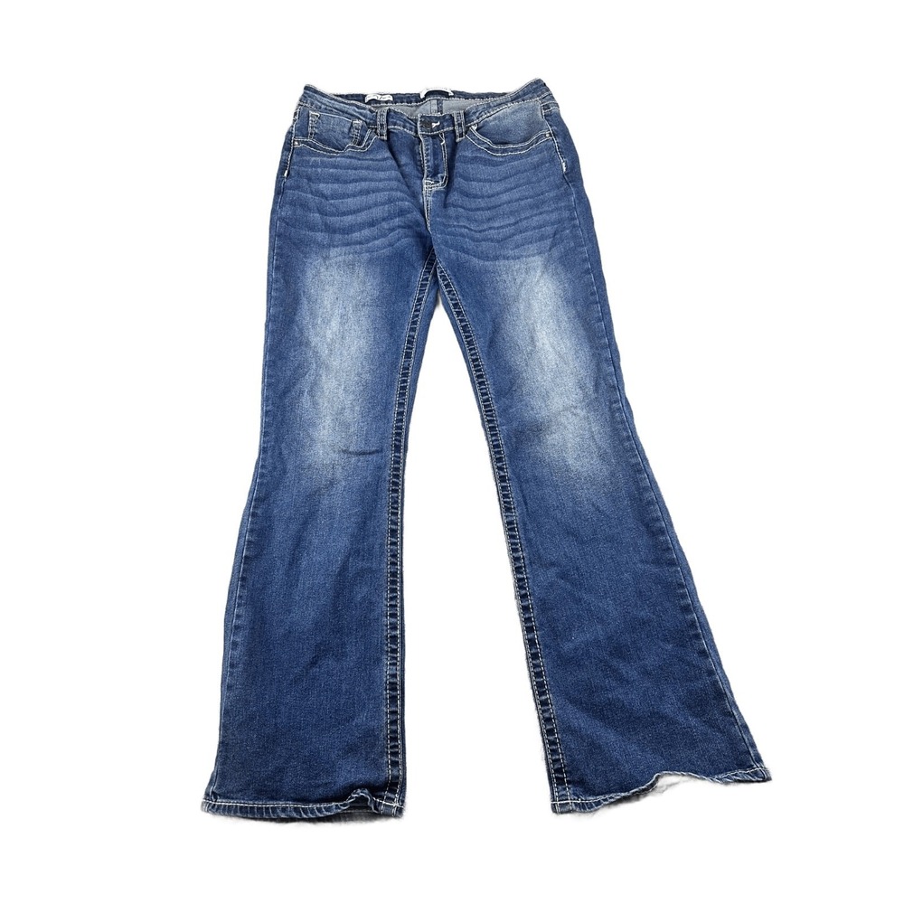 Vigoss Jeans Women 32 Blue Marley Bootcut Low Rise Cotton Blend Festival Western